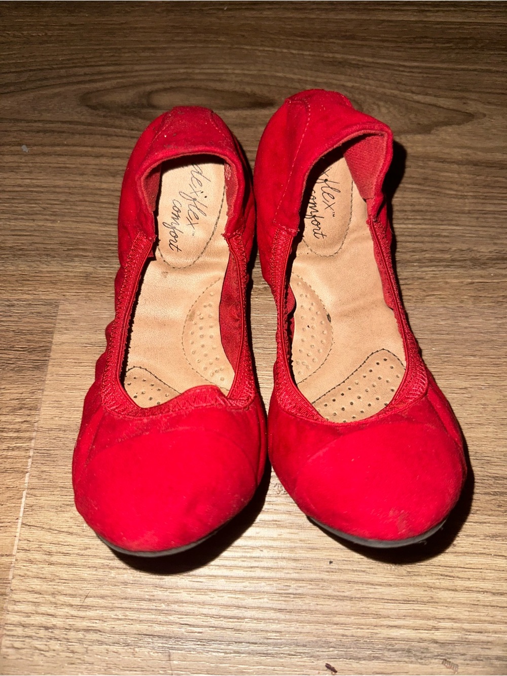 Red Ballet Flats by - Women's Slip-On Shoes